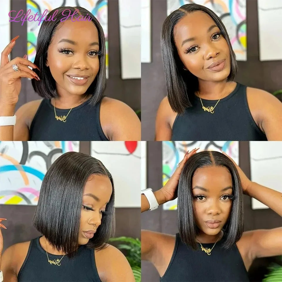 AS Glueless Bob Hair Wig Human Hair Ready To Wear Straight Transprent 4x4 Lace Closure Wigs For Women Glueless Wigs Human Hair