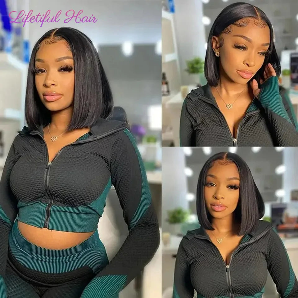 AS Glueless Bob Hair Wig Human Hair Ready To Wear Straight Transprent 4x4 Lace Closure Wigs For Women Glueless Wigs Human Hair