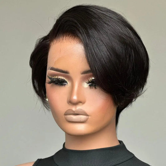 AStraight Pixie Cut Human Hair Wig Short Wigs 13x4 Lace Front Wigs Human Hair Pre Plucked Pixie Cut Wig Natural For Black Women