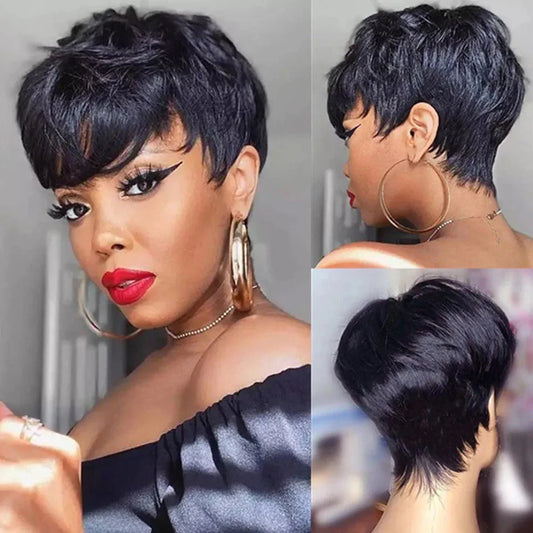 A Short Pixie Cut Wig Human Hair