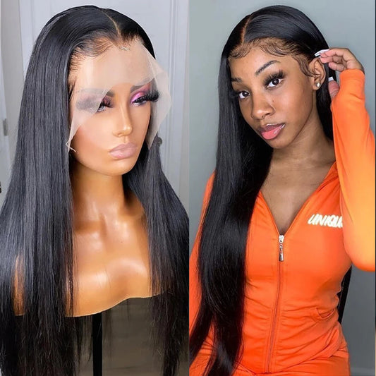 A Perruque Lace Front Wig 360 naturelle lisse, cheveux humains, sans colle, 13x4, 13x6, 5x5, 30 32 34 pouces